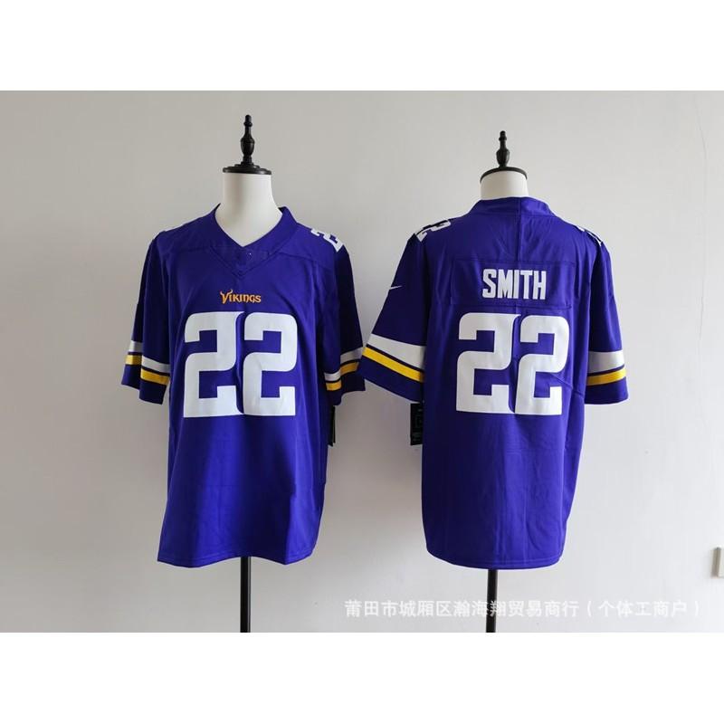 Vikings Team Football Jersey 22 Number Embroidered Rugby Shirt Adult Unisex