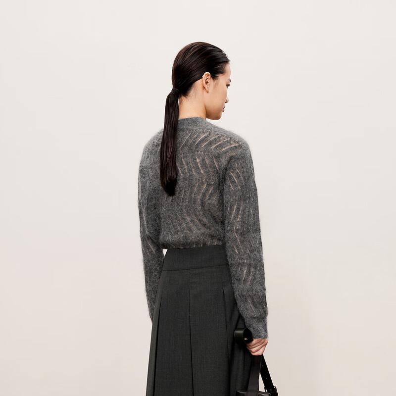 Свитер женский пуловер с V-образным вырезом и длинными рукавами из мохеровой смеси