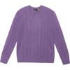 Polo Solid Color Logo Embroidered Cable Knit Sweater Men Sweater Purple MNPOSWE16821678-500