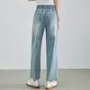 Летние джинсы женские с высокой резинкой на талии, со шнурком, отбеленные, широкие, синие, джинсовые брюки, уличные, джинсовые брюки
