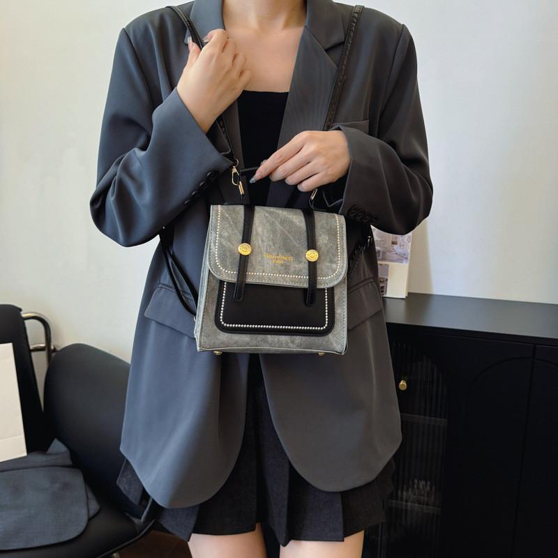 Pu Material College Style Retro Large Capacity Backpack For Casual Daily Use