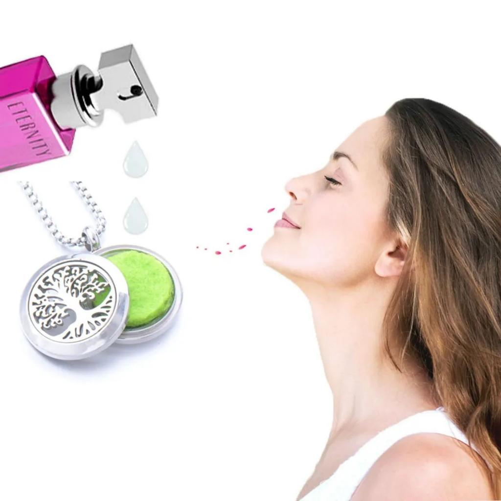 Colorful Crystal Tree Of Life Aromatherapy Necklace Perfume Oil Diffuser Chain Pendant Lockets Jewelry