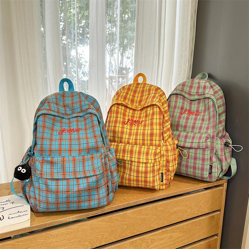 Plaid Print Schoolbag Women's Lightweight Backpack