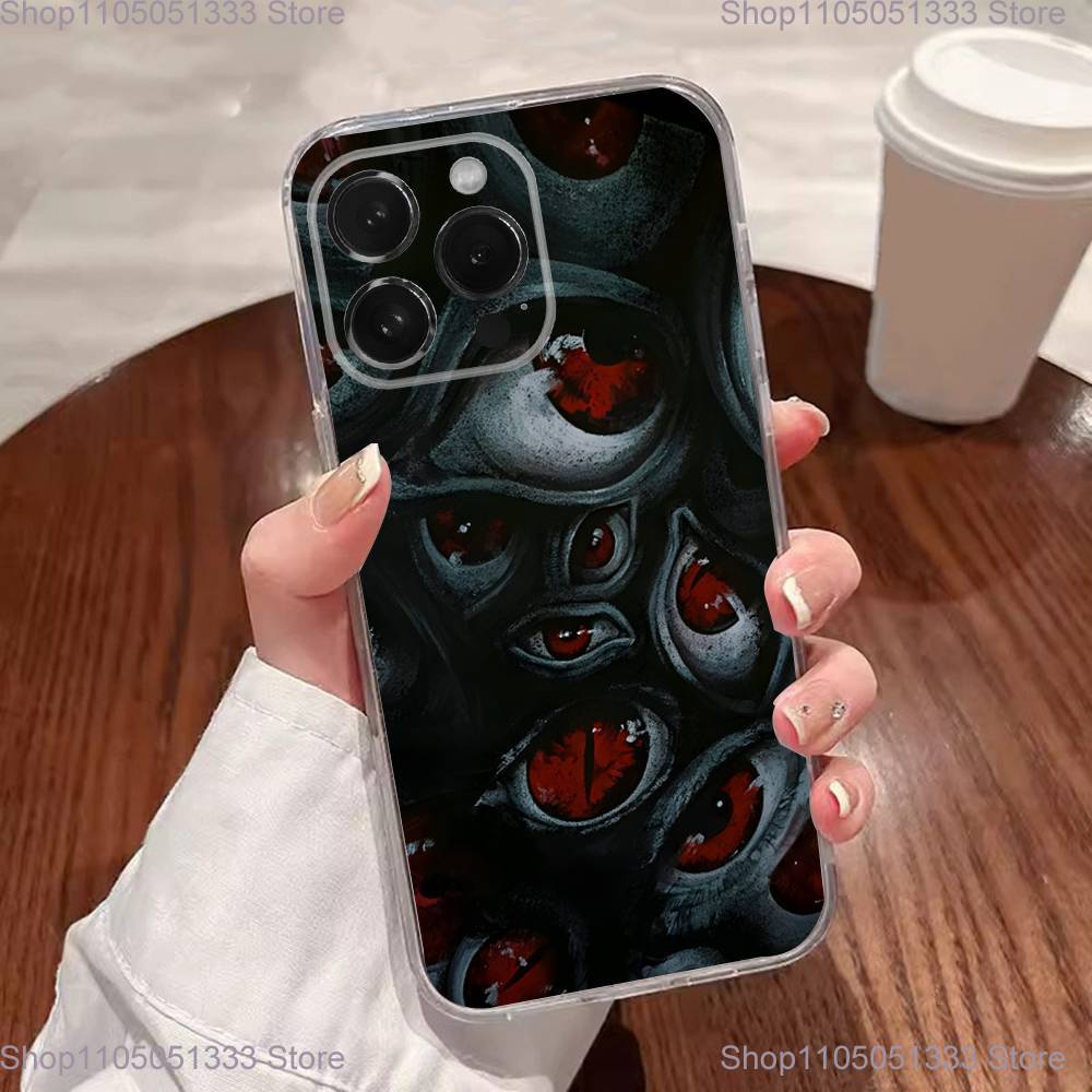 Страшные Красные Злые Демонические Глаза Чехол для Телефона Для iPhone 17,16,15,14,13,12,11 Plus,Pro,Max,XR,XS,Plus,E,SE4,Mini Прозрачный Чехол