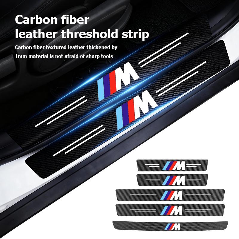 FA64pcs Carbon Car Door Sill Threshold Stickers Decorative Decals For BMW M 1 3 4 5 6 7 Series X1 X3 X4 X5 G20 G38 F48 E36 E39