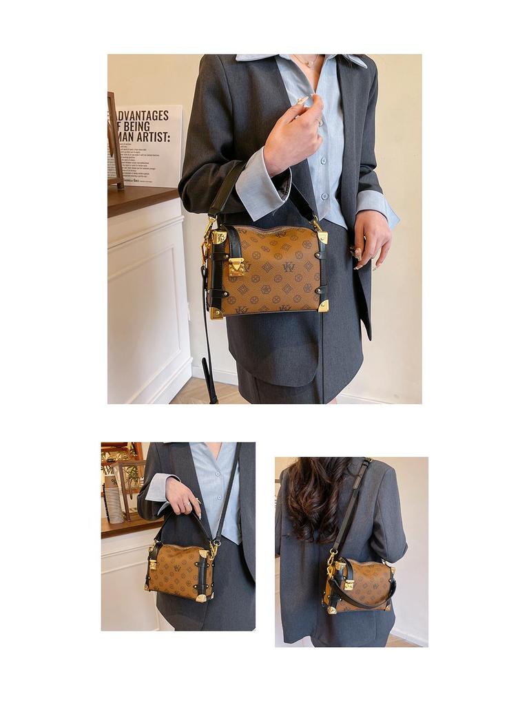 European & American Retro Monogram Crossbody Pillow Bag - Versatile Handbag for Women