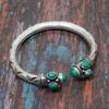 Браслет-манжета ручной работы из стерлингового серебра 925 пробы с малахитовым камнем, регулируемый для подарка на Рождество