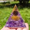 Magic Orgonite Pyramid Amethyst Crystal Sphere With Blue Quartz Natural Cristal Stone Orgone Energy Healing Reiki Home Office Decor