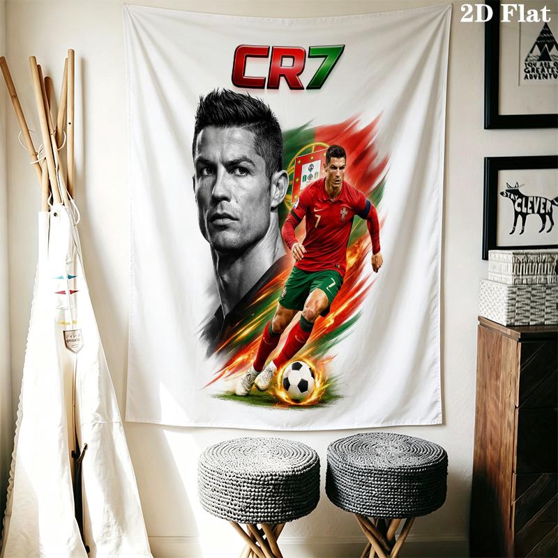 C Ronaldo Wall Tapestry Aesthetic Wall Hanging Printed Fabric Blanket Decorative Tapestries for Bedroom Living Room Home Decor