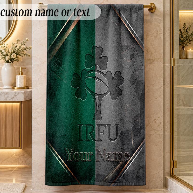 Beach TowelIreland Rugby Custom Name Text Personalized Soft Towel for Beach Pool Indoor Home Decor Gift