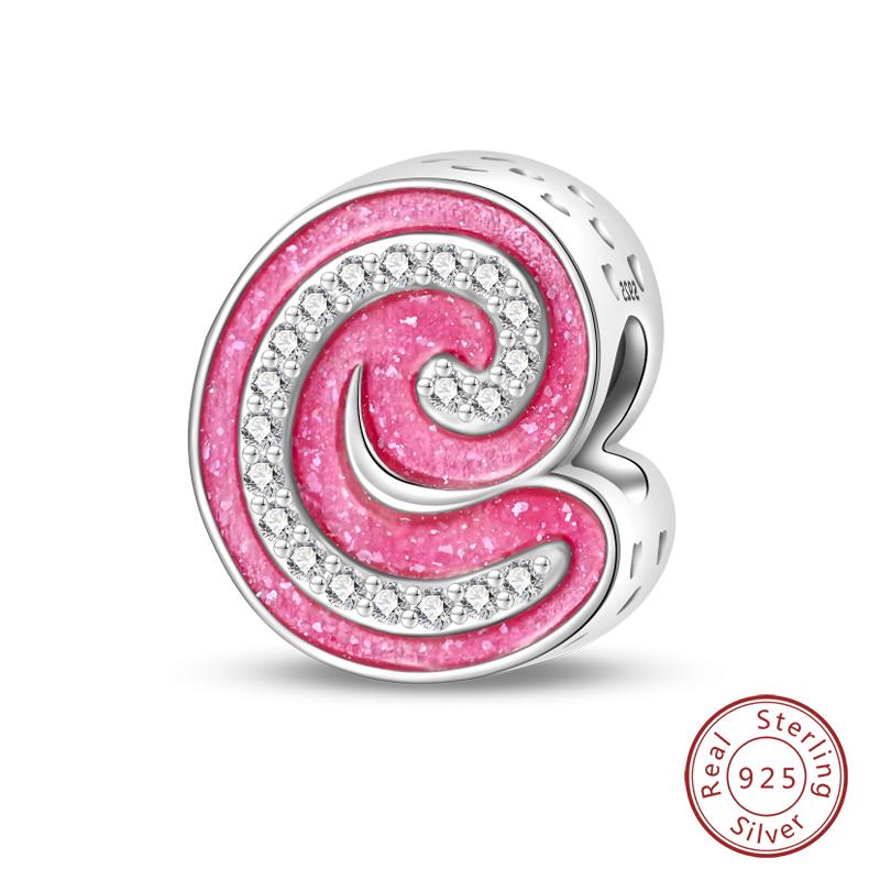 925 Silver Romantic Pink 26 Letters DIY Love Charms Beads Fit Qikaola 925 Original Bracelets Fine Birthday Jewelry Gift