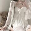 Seductive sexy suspender sex nightdress women's mesh lace nightgown loungewear with chest pad pajama set