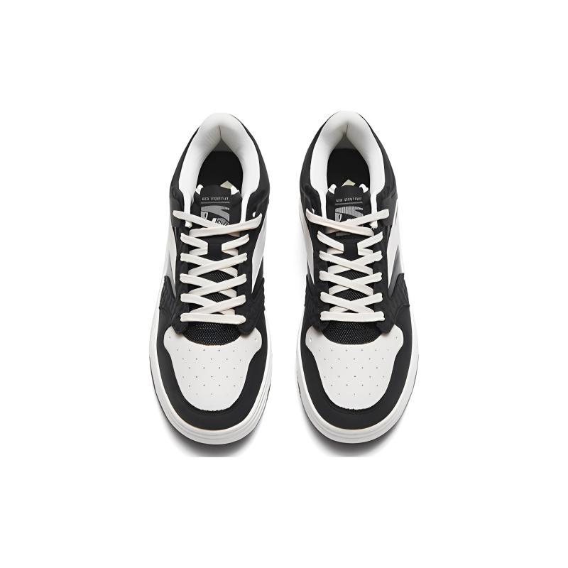 Anta Street Naughty Synthetic Leather Slip Resistant Abrasion Resistant Low top Skateboard Shoes Women's Black White Sneakers 122318051-4