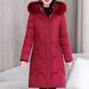 Plus Size XL-7XL Middle Age Woman Long Coat Winter Parkas Hooded Elegant Loose Thick Warm Lady Jackets Winter Overcoats
