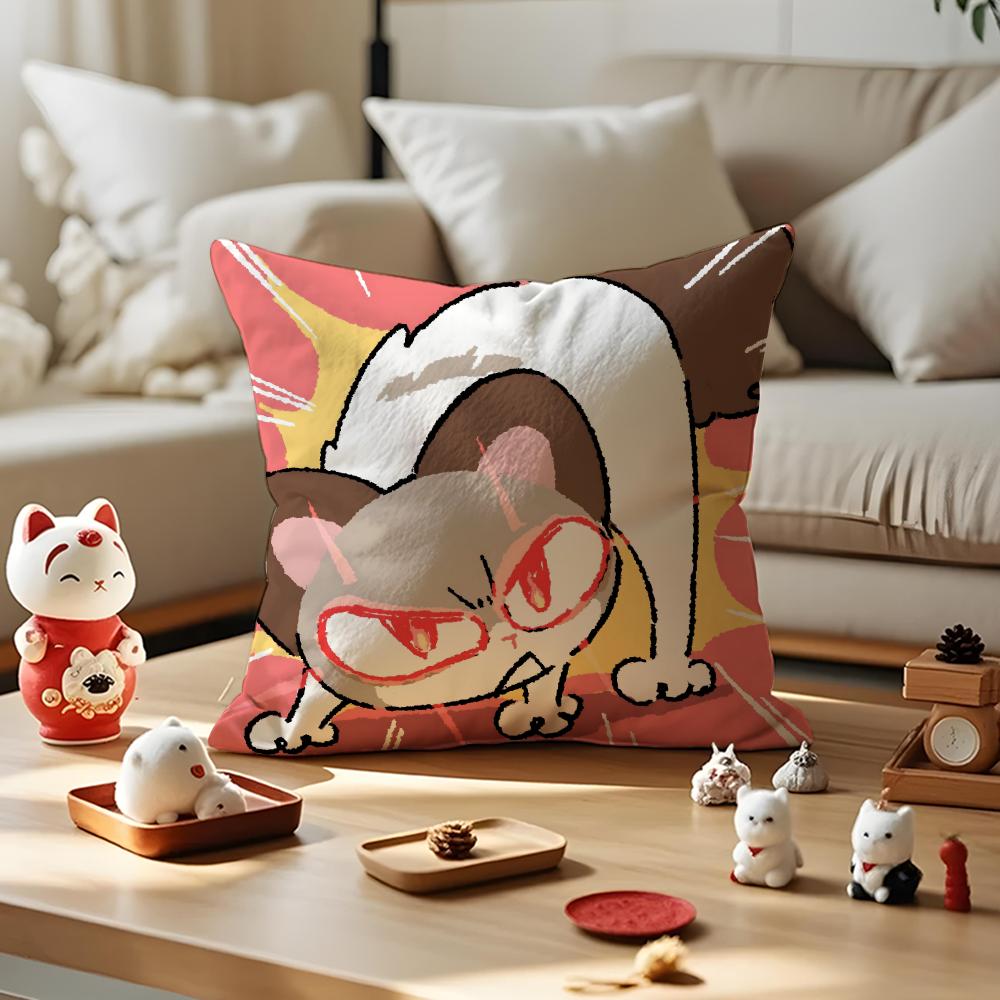Cute Cat And Dog Cushion Cover Anti-dustmite Pillowcase Invisible Zipper Silky Short Plush Sofa Cushion Cover