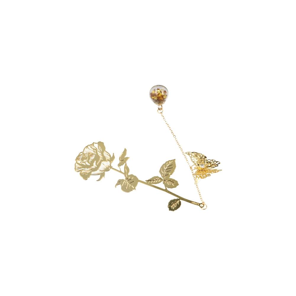 1 Set Golden Golden Rose Bookmarks With Gift Box Metal Bookmark Valentine's Day Gift   Student