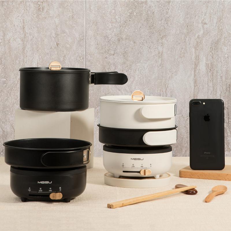 Folded Electric Cooking Pot Mini Portable Electric Skillet Split Type Frying Pan Travel Collapsed Multicooker Hotpot