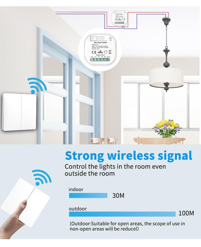 Умный выключатель Graffiti Zigbee с питанием от окружающей среды, совместимый с Alexa, без проводки, с функциями дистанционного управления, таймером и двойного управления.