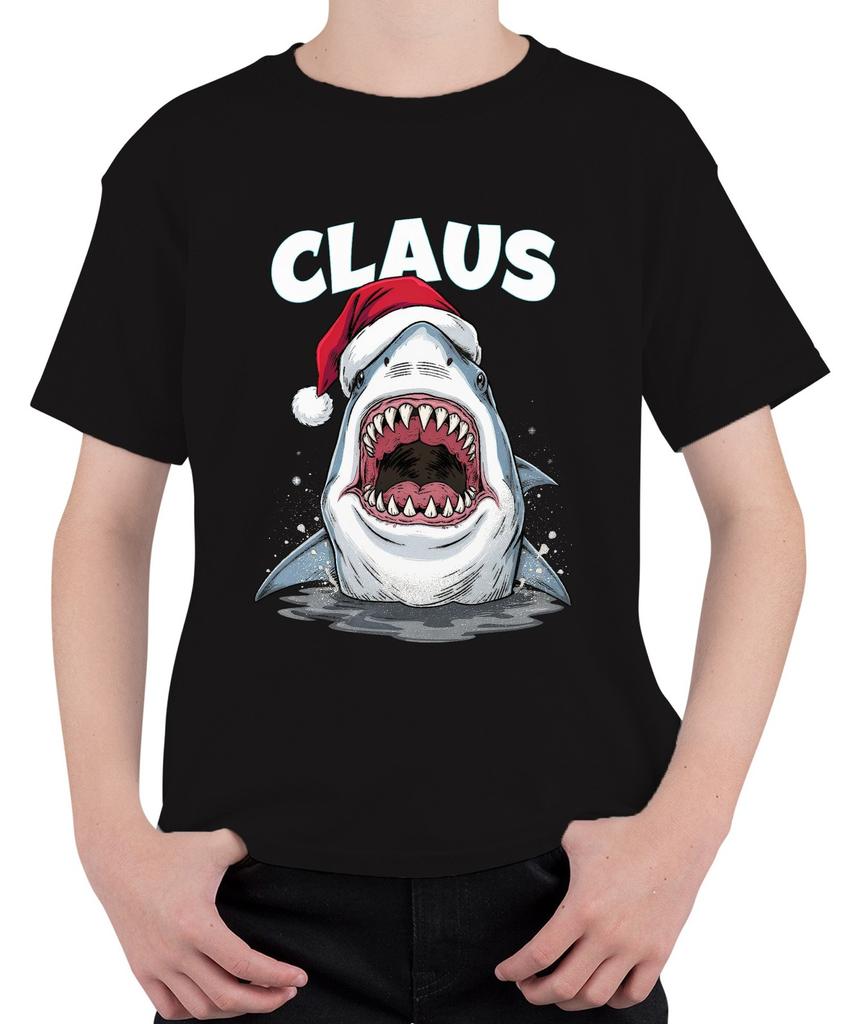 CLAUS Christmas Shark Santa Hat Shark Movie Parody Unisex Kids T-Shirt