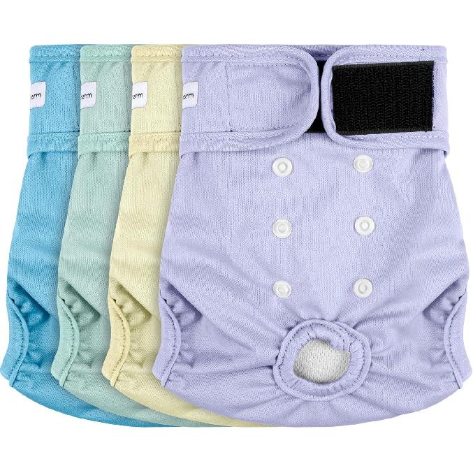 4 Pack Reble Female Dog Diaper, Highly Absorbent Doggie Diapers for Female Dogs, Dog Diaper Small, Yellow