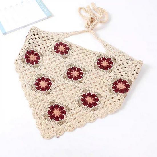 Готический вязаный крючком головной платок с цветочным узором на шнуровке, дышащий эластичный головной убор с растительным узором, аксессуары для волос