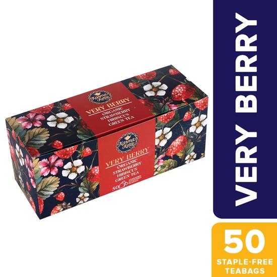Karma Kettle Organic Very Berry Green Tea with Hibiscus & Berries, 50 Teabags, 100 gm – Refreshing Brew | Berry Detox Tea | Immunity Booster Tea