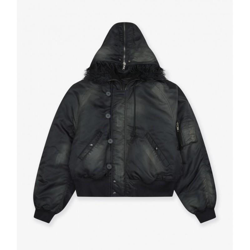 Mens Oversized Winter Cotton Puffer Jacket With Faux Fur Collar Zip Hooded Warm Coat
