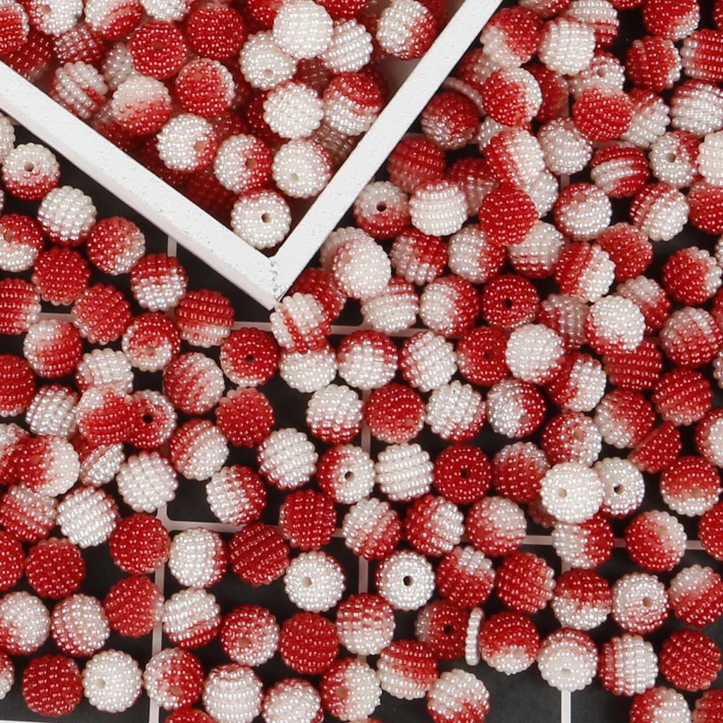 10mm 50pcs Acrylic Bayberry Gradient Color Round Loose Beads for DIY Jewelry Making