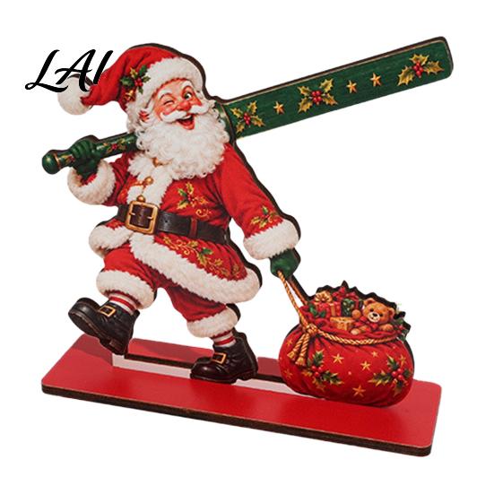 Cute Christmas Home Decor Paper Towel Holder 2D Flat Wooden Santa/Elf Boy/Reindeer Toilet Holder Stand Countertop Napkin Dispenser for Holiday