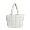 Simple Cotton Clothes Down Bag 2025 New Sewing Line Plaid Bag Fashionable Plain Board Large Capacity Tote Shoulder Bag