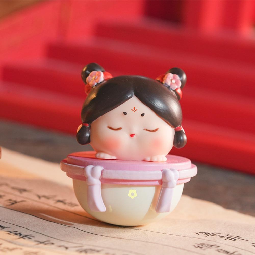 Модель куклы из смолы в старинном стиле в китайском стиле, мультяшная девочка, неваляшка, игрушка для детей, девочек и мальчиков