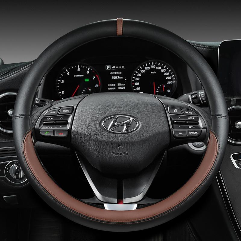 Кожаный чехол на руль автомобиля из микрофибры для Hyundai Veloster II I30 III 2018-2022 Elantra (США)  - 2023 Автоаксессуары
