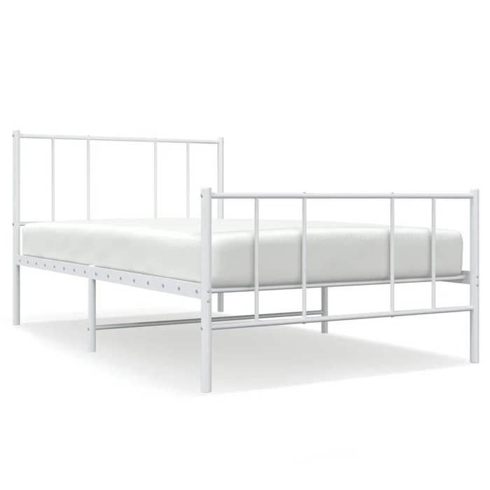 VidaXL Metal Bed Frame with Headboard-Footboard White 75x190 Cm 352537