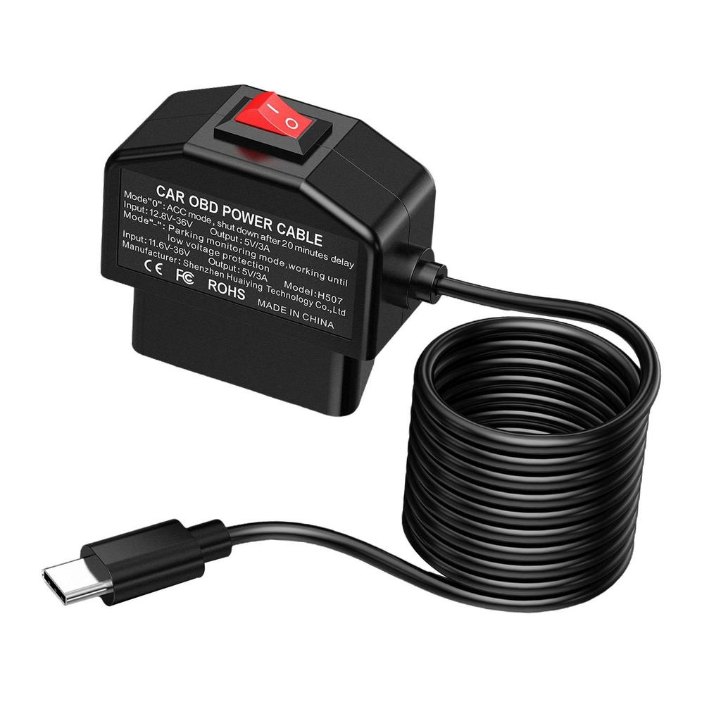 Кабель питания OBD для круглосуточного наблюдения с USB-портом, мини-аксессуар, обнаружение напряжения