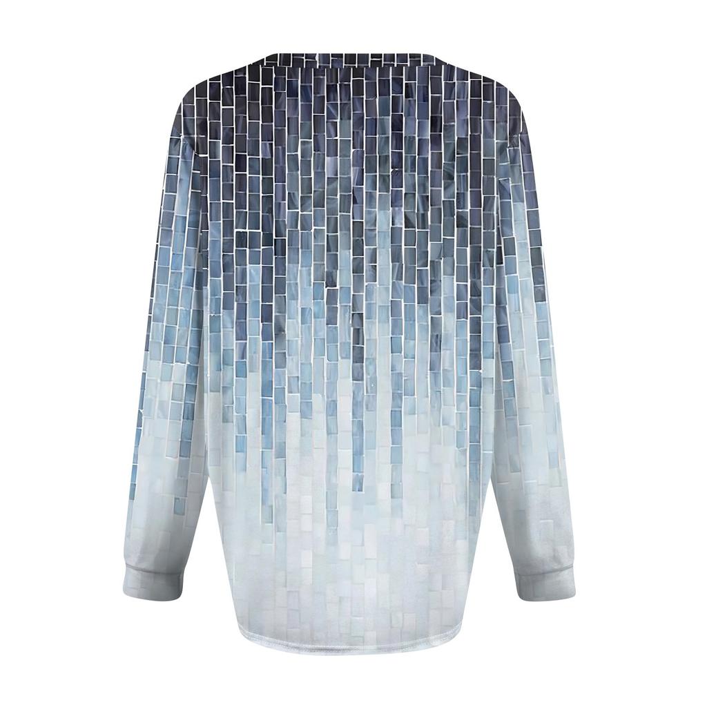 Женские рубашки с длинным рукавом-фонариком, плиссированные туники с V-образным вырезом, осенние топы с длинным рукавом и принтом