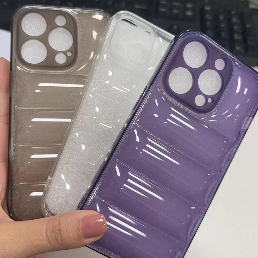 Прозрачный пуховик подходит для iPhone 15 Простой чехол для мобильного телефона 14 Тонкое отверстие 13 Полностью закрывающий Цветная печать Материал