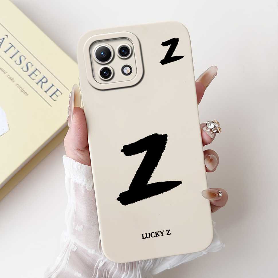 Чехол для Xiaomi Mi 11 Lite 4G 11Lite 5G M2101K9AG Милые Белые Буквы A-Z Мягкий Силиконовый Чехол Для Xiaomi Mi 11 Youth 6.55" Корпус