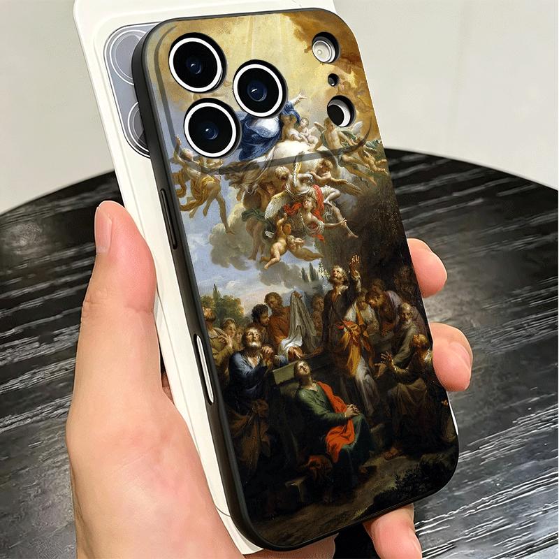 Эстетика Возрождения Искусство Живопись Мягкий Чехол для Телефона для iPhone 16 16E 17 Air 15 Pro Max 14 Plus 13 Mini 11 12 7 Черный Защитный Задний Чехол