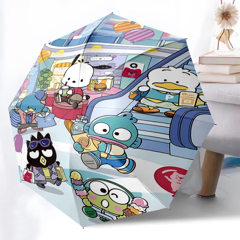 1pc Cute Cartoon Characters Shopping Mall Scene with Balloons Automatic Opening Folding Umbrella - Perfect for Fans, Travelers, Daily Use, and Festive