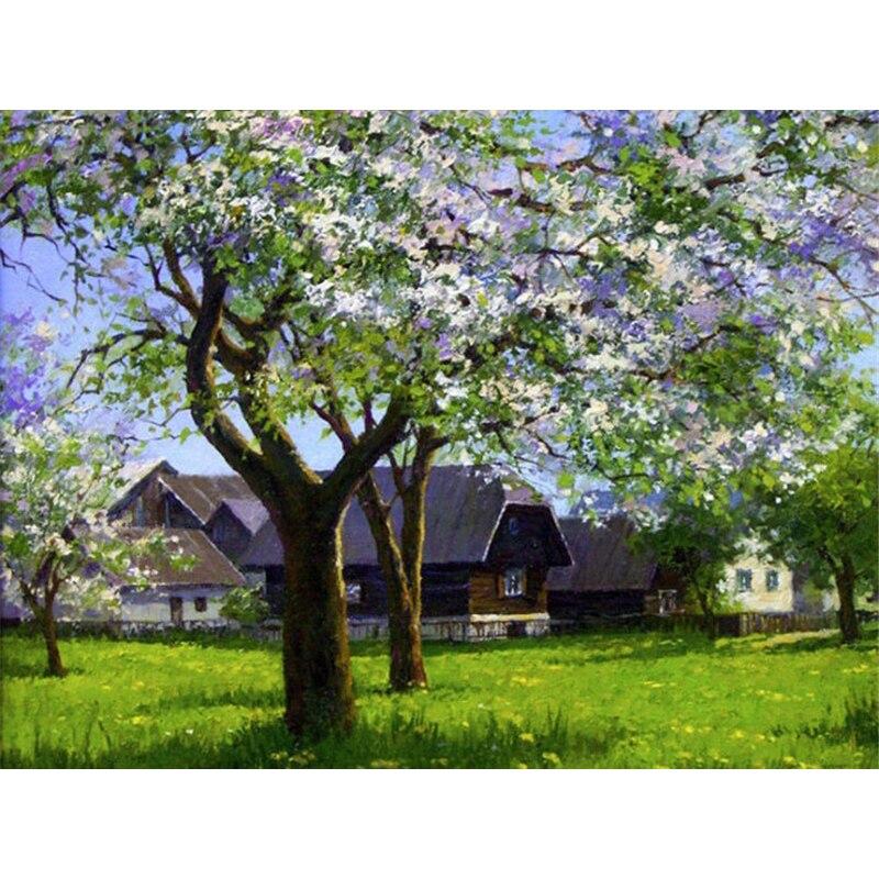 Diy Landscape 5d Painting Diamond Tree Diamond Embroidery Chunjing Cross Stitch Crafts Full Round Drill Home Decor Gift