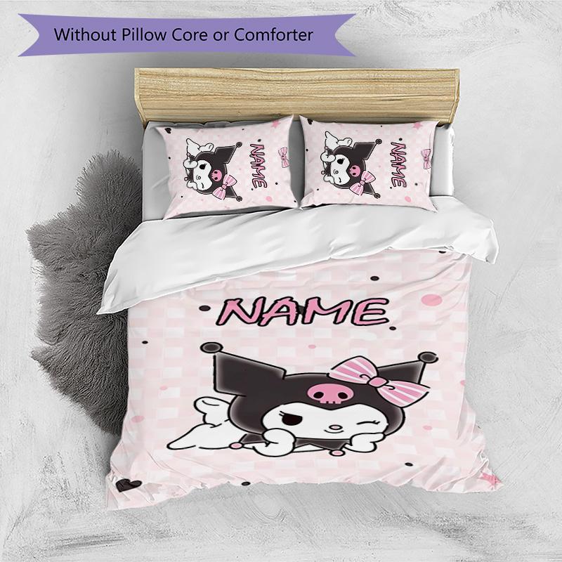 3pcs Kuromi9 Cover Set - Personalized Name, HD Printed Bedding with 1 Cover and 2 Pillowcases - Perfect for Home Decor, Easy Care
