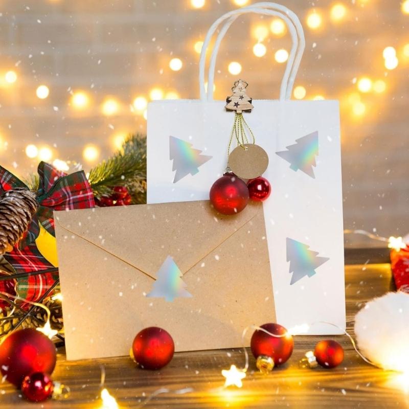 Round Reflective Colorful Sticker Halloween Christmas DIY Craft Projects Decors 2 Rolls 1000Pcs Adhesive Craft Labels