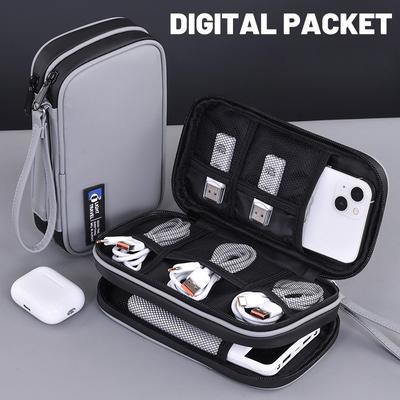 Сумка для хранения жесткого диска, USB-кабеля для передачи данных и зарядного устройства - Многофункциональный органайзер с несколькими отделениями, противоударный и портативный