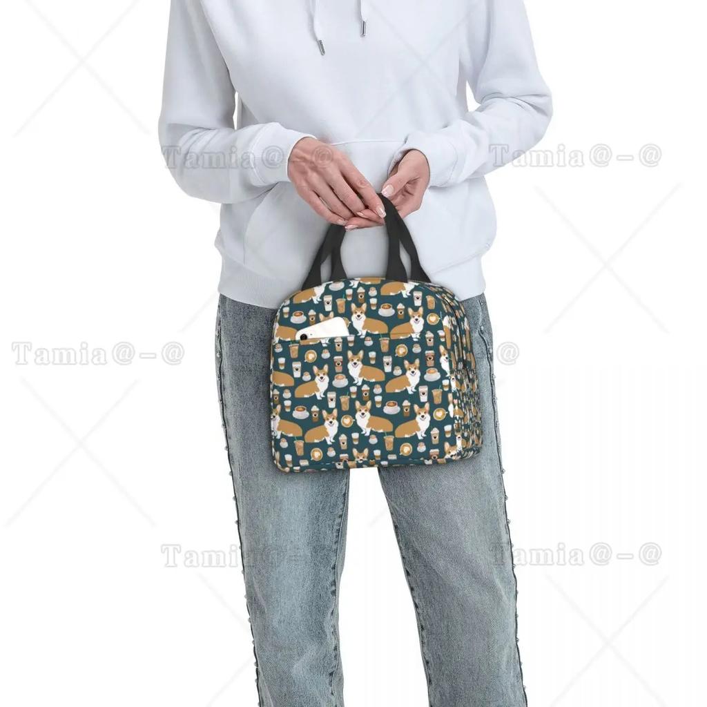 Кофе Welsh Corgi Dog Многоразовые ланч-боксы для женщин Водонепроницаемый охладитель Термосумка для еды Изолированная сумка для обеда для детей Школьники