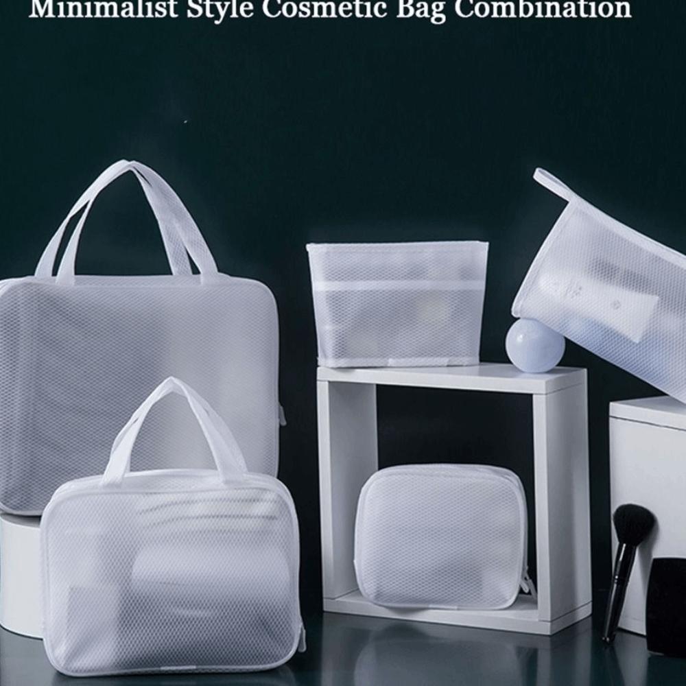 EVA Mesh Cloth Wash Pouch White Travel Organizer Cosmetic Cases Makeup Bags Mesh Cosmetic Bag Combination Storage Toiletry Bag