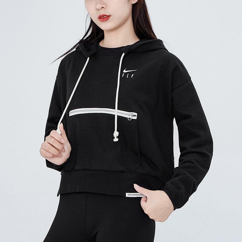 Nike Короткая толстовка с вышитым логотипом и большим карманом, женская толстовка черного цвета DA6484-010