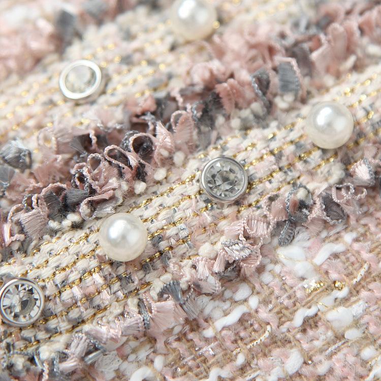 Лучший брендовый модный комплект из 2 предметов для подиума, женский осенне-зимний роскошный твидовый шерстяной пиджак с жемчугом и бисером, пальто и юбка, костюм, наряд