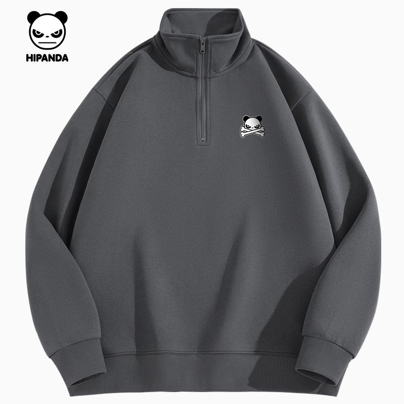 Hello Hipanda, Panda Fashion Solid Color Basic Half Zipper Stand up Hoodie