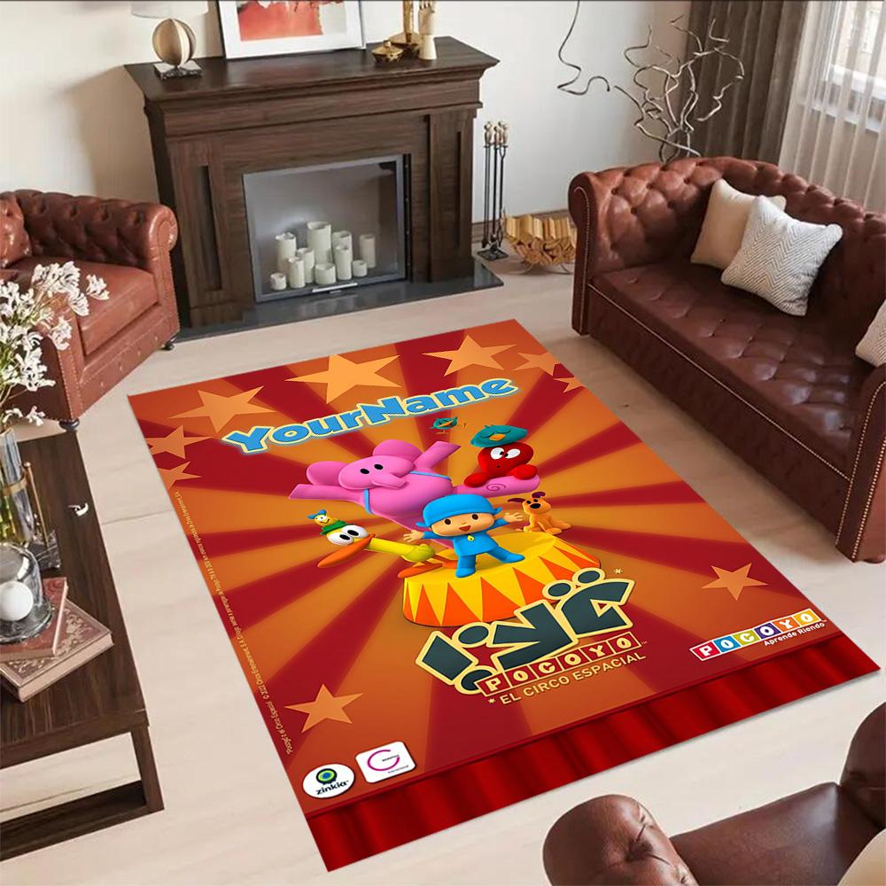 Pocoyo Personalized Name Floor Rug Office Rug Suitable for Dining Room Playrooms Kitchen Entryway Anti-slip Rug Anime Office Decor