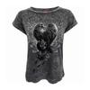 Spiral Direct Womens/Ladies Raven Heart Acid Wash Short-Sleeved T-Shirt